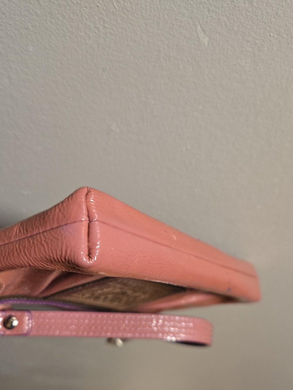 Coach Poppy Pink Wristlet with Purple Trim - Picture 6 of 12